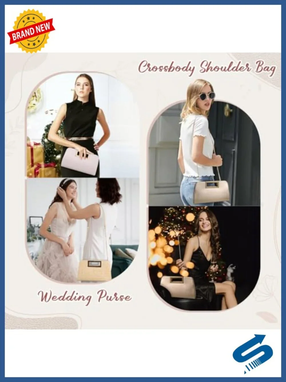 Vegan Leather Clutch Purse with Cut-Out Handle Evening Handbag Wedding Party